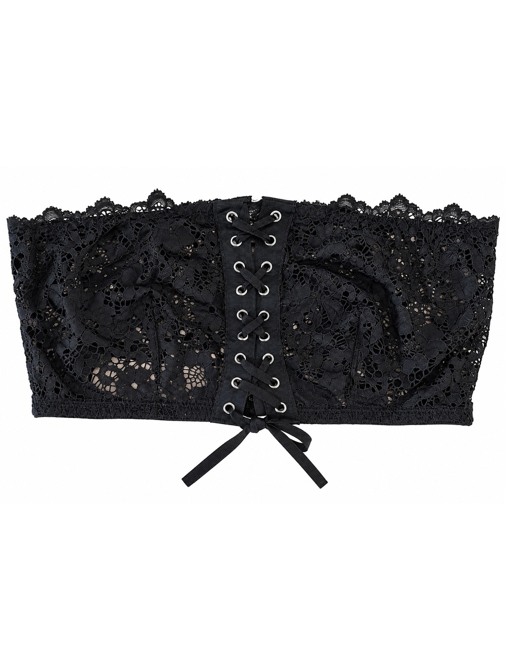 Intimissimi Black Floral Lace Corset Bustier Lace Up Top Women’s S Y2K